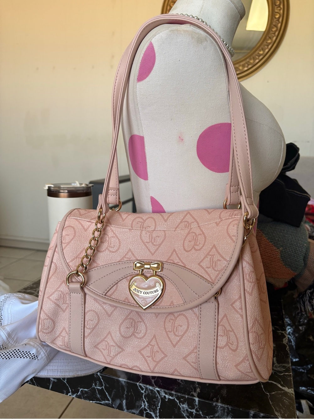 Juicy Couture Light Pink Precious Moments Heart Lock Shoulder Bag